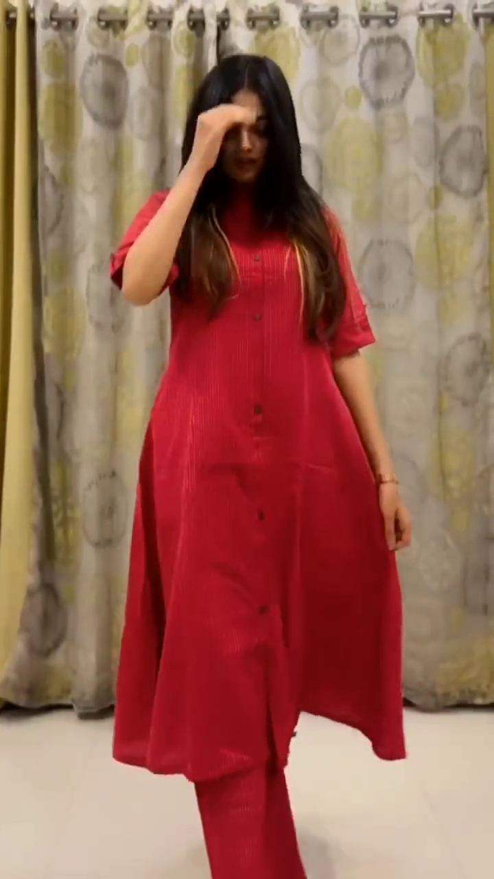Elegant Ethnic & Contemporary Cotton Kurta Set Collection for Women – Includes Traditional Printed Anarkali Suit with Dupatta and Solid A-Line Button-Down Kurta Pant Sets in Red, Lavender, and Plum – Perfect for Festive, Casual, and Office Wear