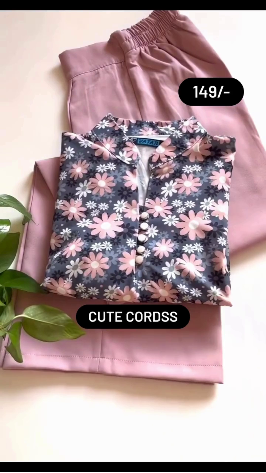 Charming Floral Printed Co-Ord Set Featuring Button-Down Top with Vibrant Daisy Motifs on a Dark Base, Paired with Solid Elastic-Waist Pants in Soft Pastel Shades – Available in Multiple Color Variants, Ideal for Everyday Wear and Comfortable Home Style