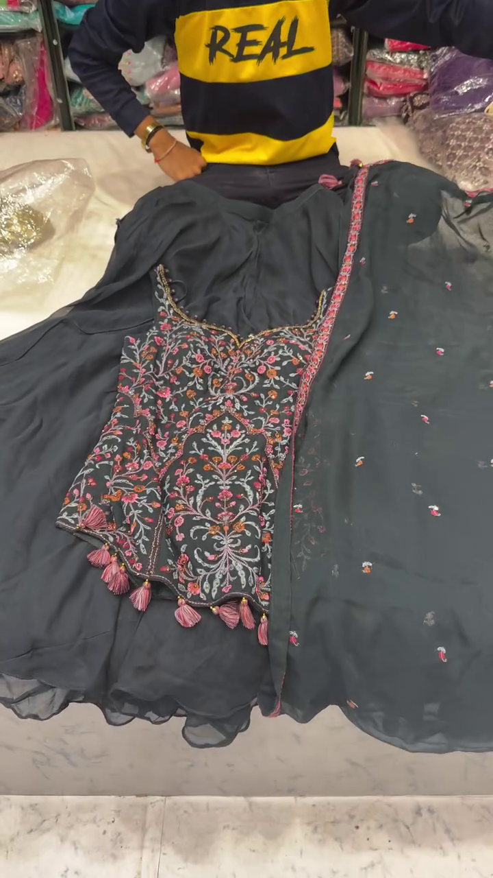 Elegant Ethnic Wear Collection – Embroidered & Sequined Suits and Gowns in Vibrant Festive Colors
