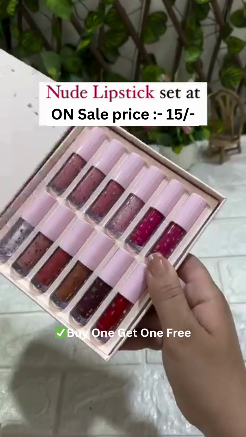12-Shade Nude Liquid Lipstick Set with Matte and Glossy Finish in Compact Pink Tube Packaging – Long-Lasting, Lightweight, and Perfect for Everyday Glam – Buy One Get One Free Offer