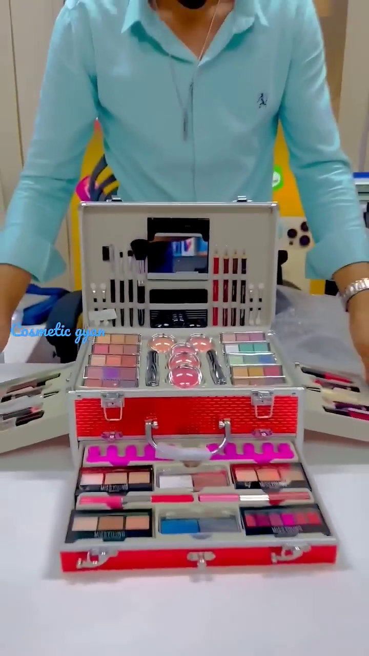 All-in-One Professional Makeup Kit with Eyeshadows, Lipsticks, Blushes, Brushes, and Accessories in a Stylish Portable Case
