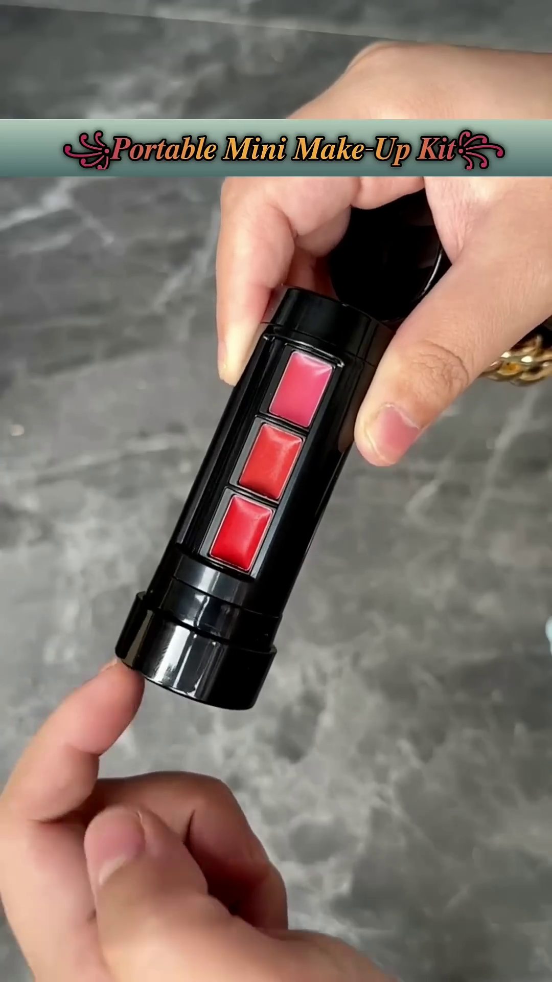 Portable Mini Makeup Kit with 3 Multi-purpose Lip Colors for On-the-Go Touch-ups and Compact Convenience
