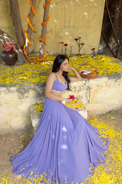 Georgette Semistitched Lehenga Choli With Embroidered Glitter Work On Blouse(Unstitched) Organza Glitter Work Duaptta.